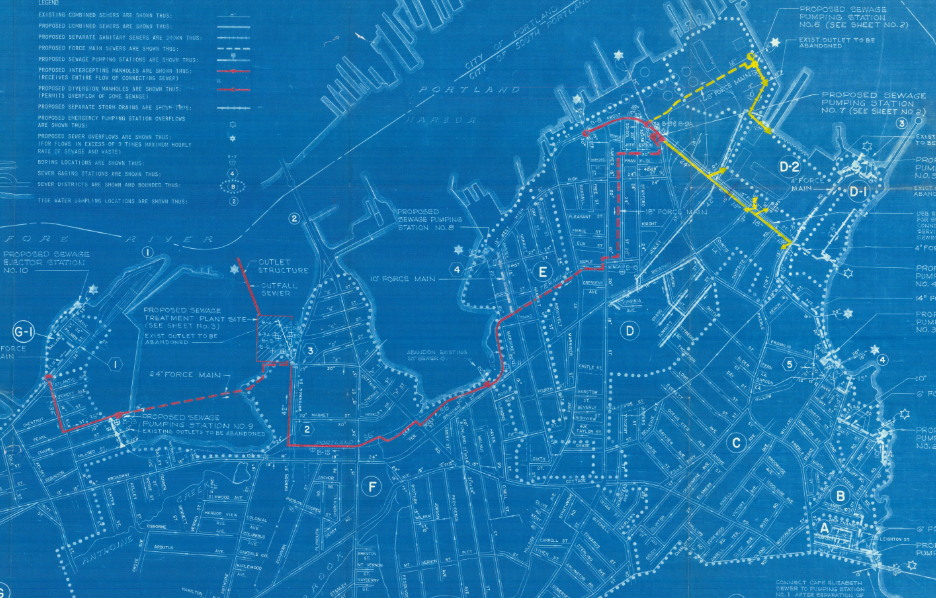 Early blueprint of South Portland's wastewater treatment network